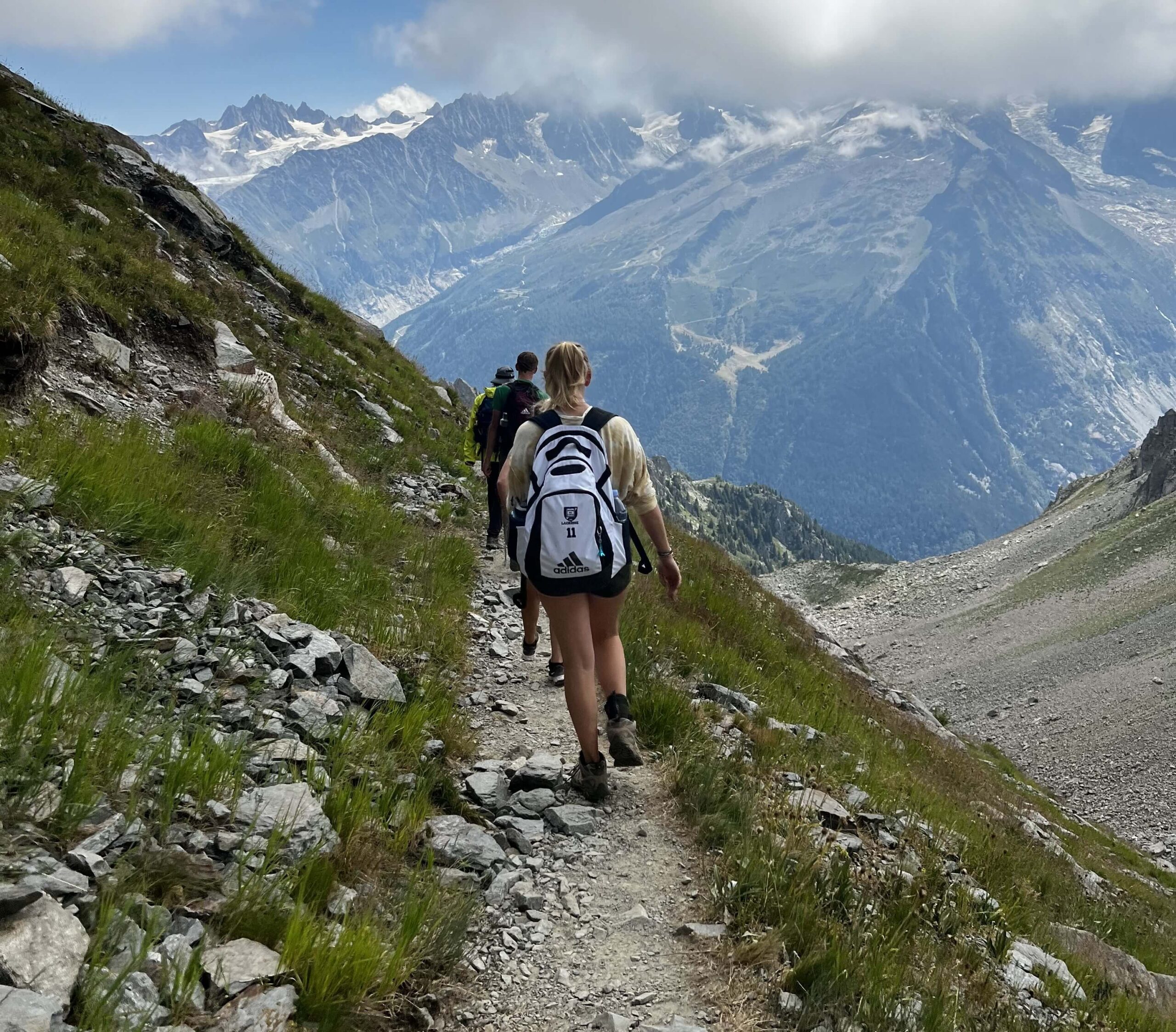 students on a mountain hike