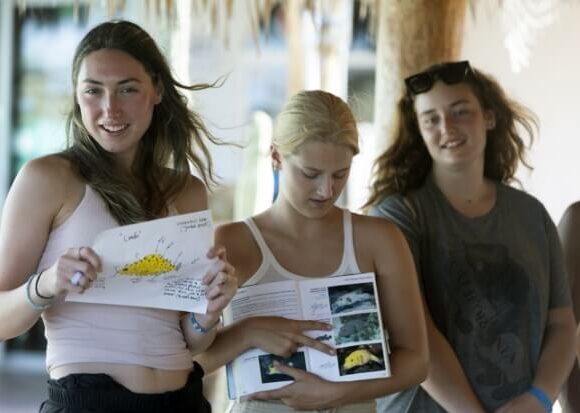 students-holding-sea-life-pamphlets