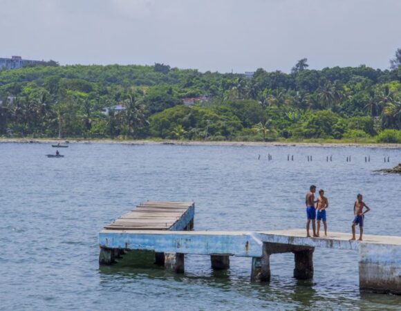 standing on a pier